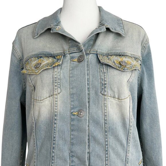 LuLaRoe Jaxon Light Wash Embroidered Denim Jacket (S) - Picture 9 of 15